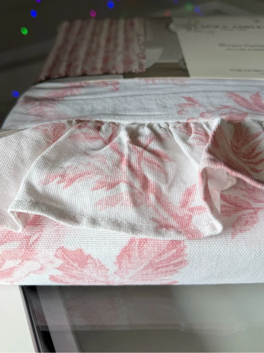 Laura Ashley pink Vintage style Floral rose Ruffle Shower Curtain